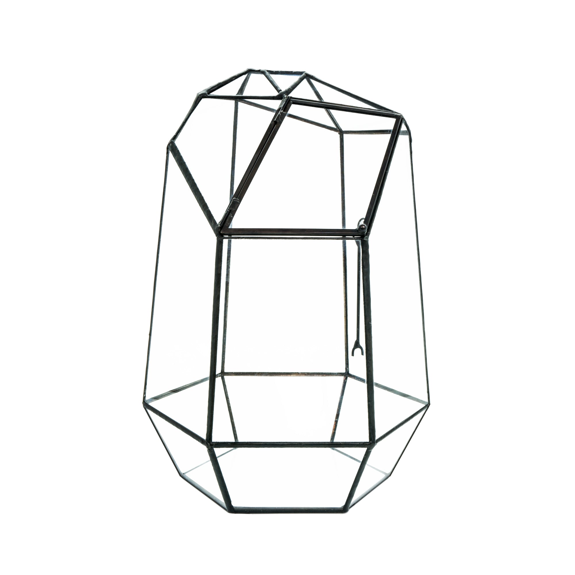 Indoor Plant Geometric Glass Vessel Container for Succulent Moss Plant Terrarium, 10.75 inch High