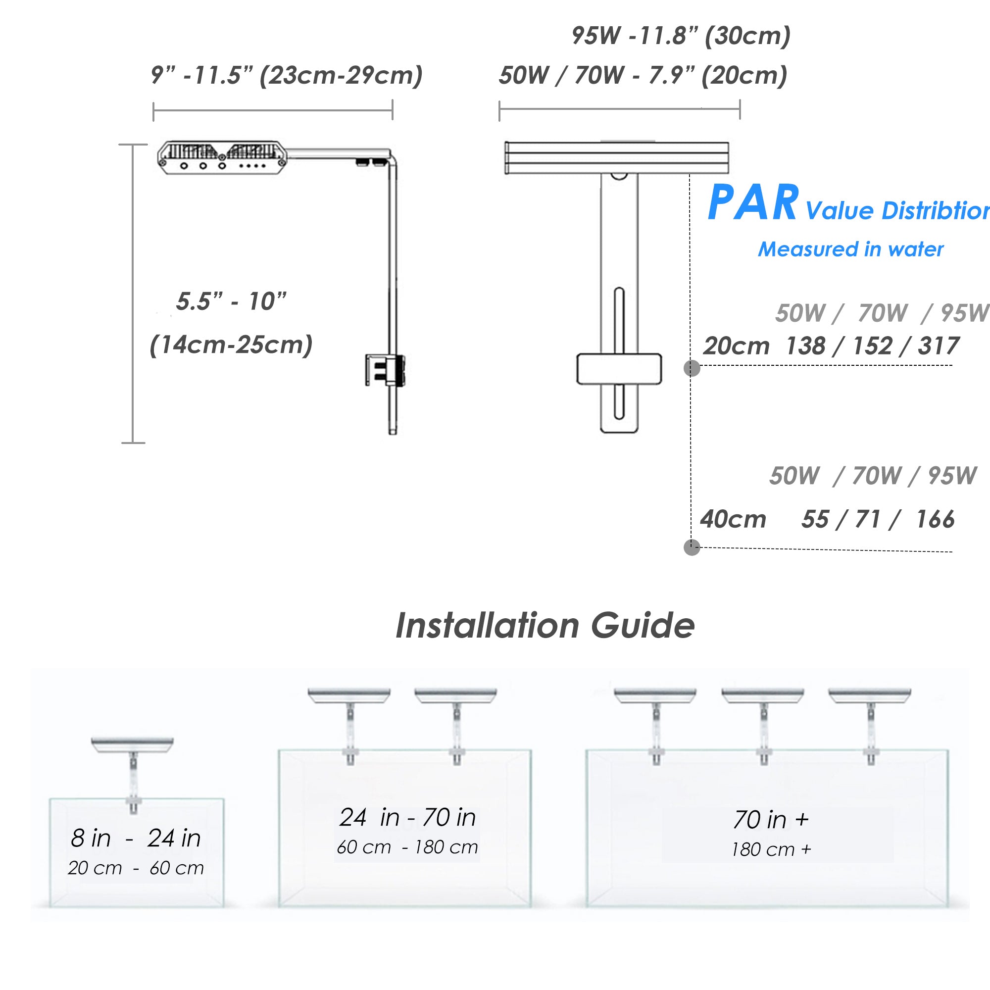 S series WRGB Full Spectrum Planted Aquarium Light with Built-in Timer and Dimmable Control