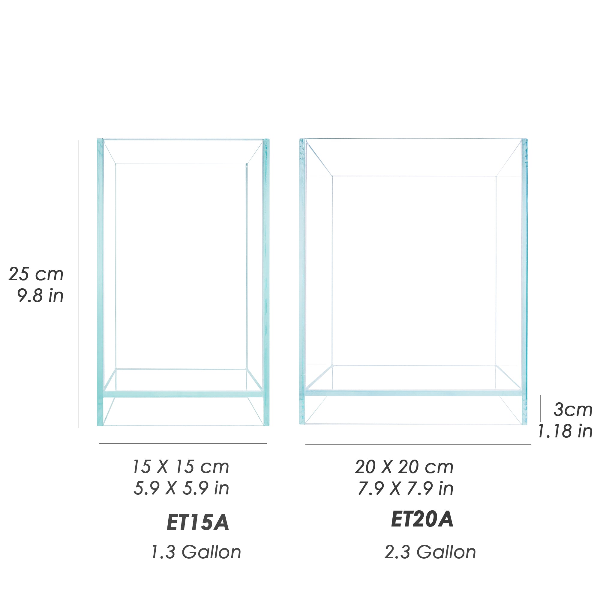 HIRO Aquatics 1.3/2.3 Gallon Nano Tall Rimless Aquarium/Terrarium, Low Iron Frameless Fish Tank, Extra Clear with Floating Air Style