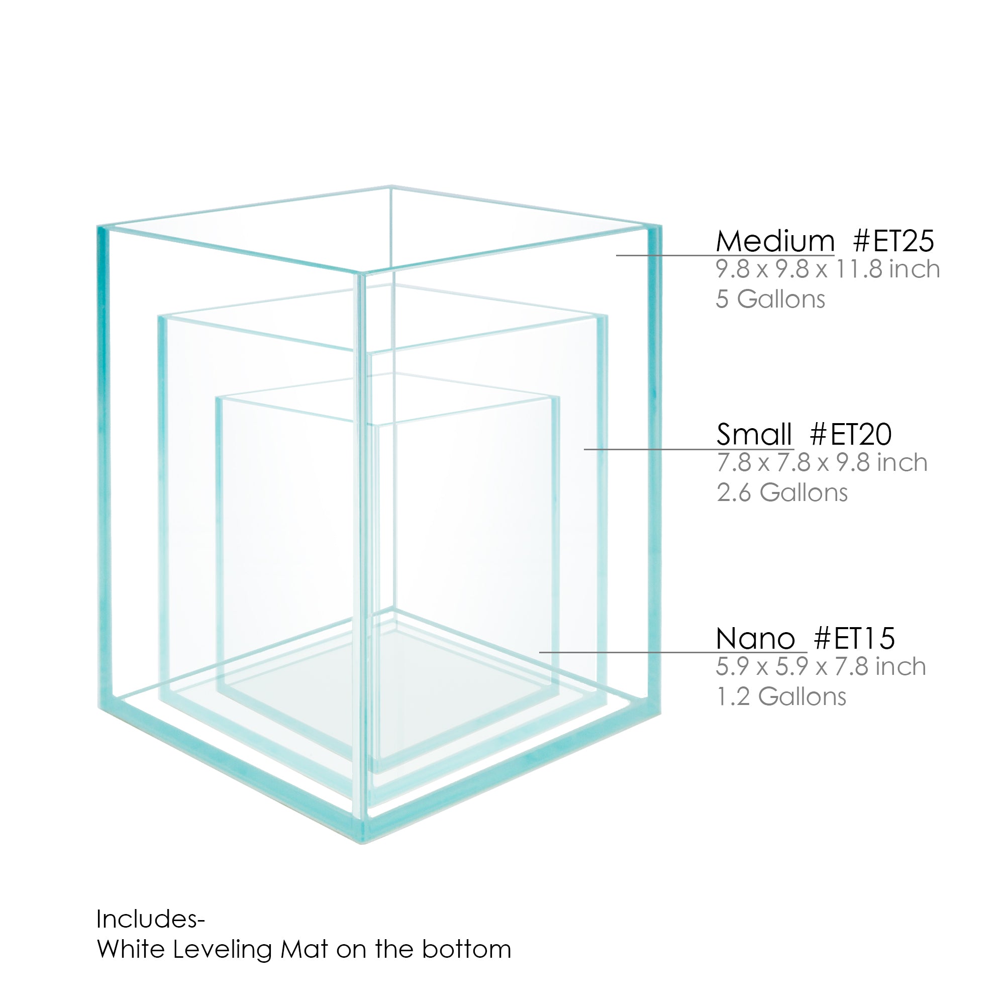 5 Gallon Nano Tall Rimless Frameless All Glass Aquarium, Low Iron Rimless Glass Tank, 30X25X25cm, 5mm Glass