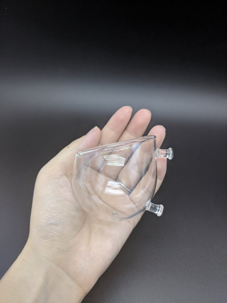 Crystal Glass Aquatic Cup Pot for Fish Tank Aquarium